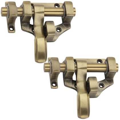 BUCKLER Latching Draw Hasp Latch (Aluminium, Stainless Steel) Gold Antique, Size -4 Inch-Pack of 2