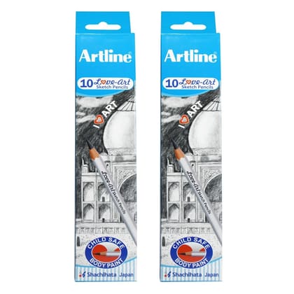 Artline Love Art Sketch Pencils 6B Set Of 10 in Quantity 2 | Ideal For Expressive Drawing, Shading, And Creating Rich, Dark Tones