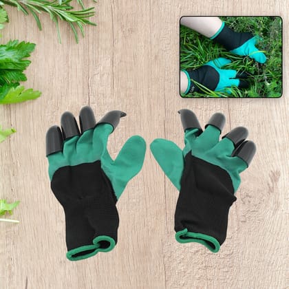 Heavy Duty Garden Farming Gloves- ANC Plastic Washable With Hand Fingertips & ABS Claws For Digging & Planting, Gardening Tool for Home Pots Agriculture Industrial Farming work Men & Women (1 Pai