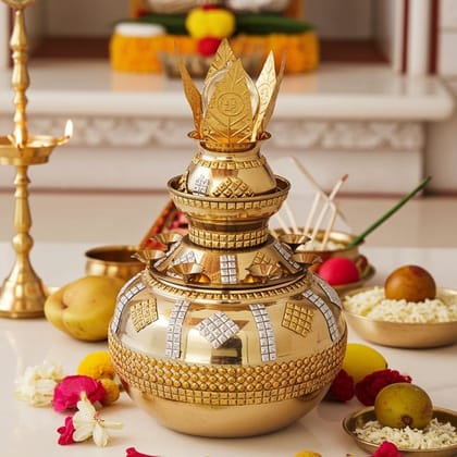Brass Double Mangal Kalash , 10 Liter + 650 ML (ZMAS264 C)