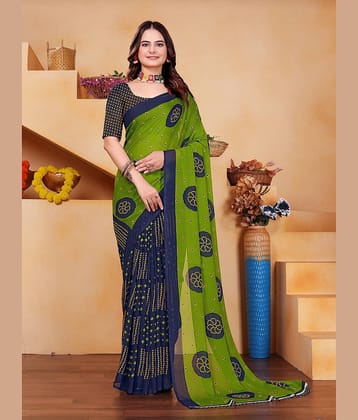 Kanooda Prints Georgette Printed Saree With Unstitched Blouse Piece ( Dark Grey )