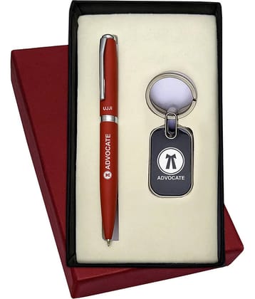 UJJi Advocate Logo Engraved 2in1 Set with Orange Ballpen and Keychain