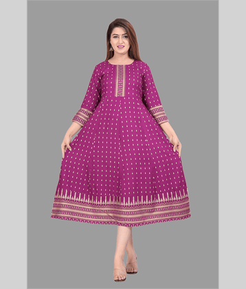 NUPITAL Rayon Printed Anarkali Women's Kurti - Purple ( Pack of 1 )