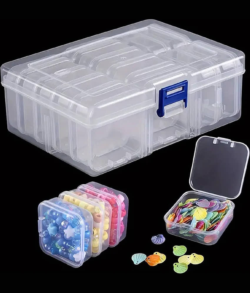 15 Pcs Jewellery Organizers Box Set, Organizer Storage Box Plastic for Earrings, Jewellery, Necklace, Beads, Used for Storing DIY Craft Organizers(1 Big + 14 Small)