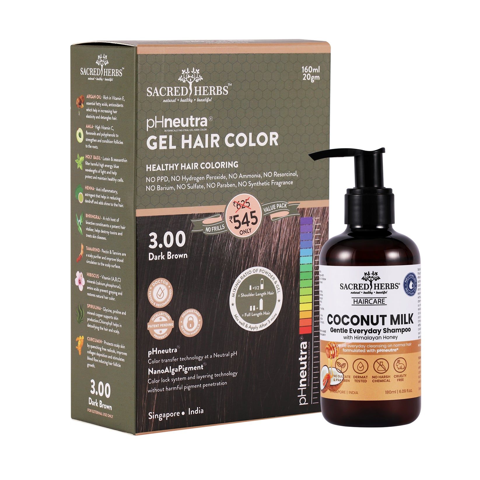 Coconut Milk Shampoo+ Hair Color Value Pack-Dark Brown + Shampoo