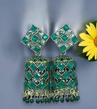 Long Green Jhumkas