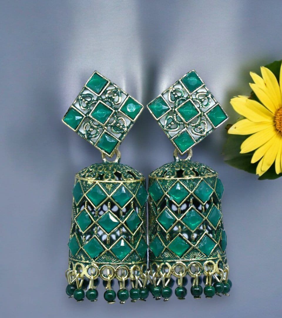 Long Green Jhumkas
