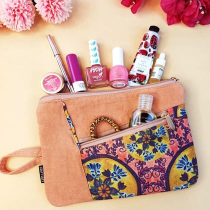 Multi-Purpose Pouch- Peach Rangoli