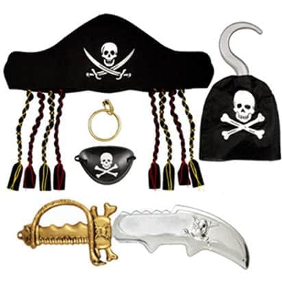 Pirate Set w/Dagger, Eye Mask, Hook - Jewellery Sets | Buy online on ZillyBuy