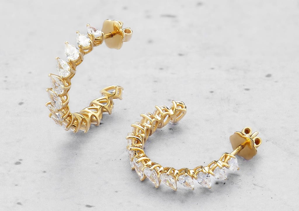 Tilted Teardrop Hoop Earrings