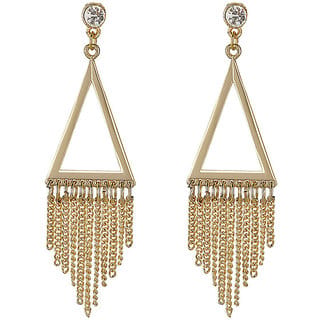Chain Danglers Plain Brass Metal Earrings for Girls Brass Material Earrings for Women's Fashion Jewellery for Party