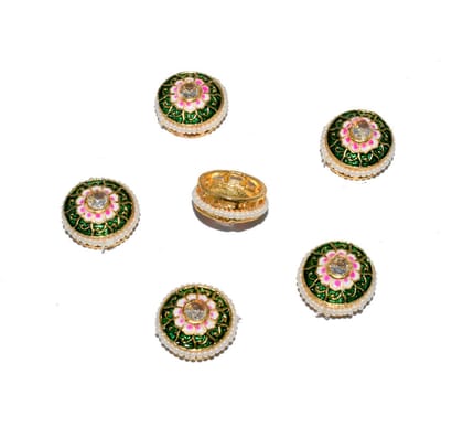 Meenakari Kundan Stone Components,Connector, Charms for Jewellery Making. (16X9 MM) , RCT-064-Per Packet of 6 Pcs / 16X9 MM