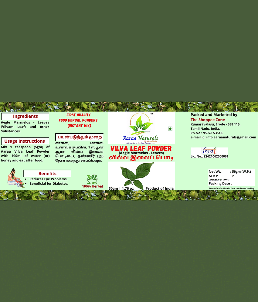 Aaraa Naturals Vilva Leaf Powder Instant Mix 50 gm Pack of 4