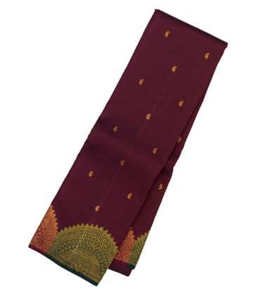 Maroon Handloom Kanchipuram Silk Saree With Mango Buttas-Maroon