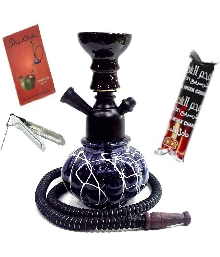 Metalmastery Black 20 cm Glass Table Hookah - Pack of 1