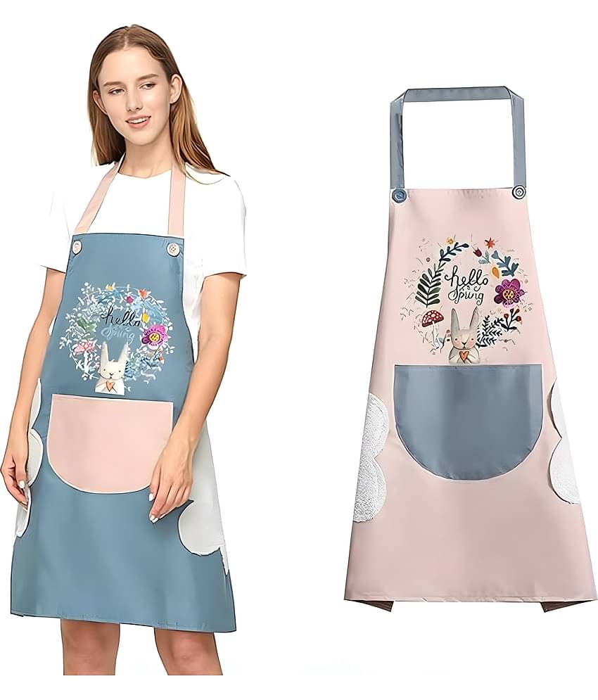 SARVASHVA TRENDS PVC Printed Kitchen Apron with 1 Center Pocket ( Pack of 1 )