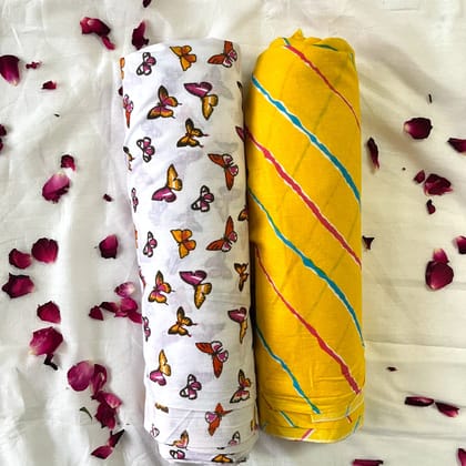Pure cotton top and bottom set (2.5 mtr top, 2.5 mtr bottom)-As shown in picture / 2.5 mtr each / Pure cotton