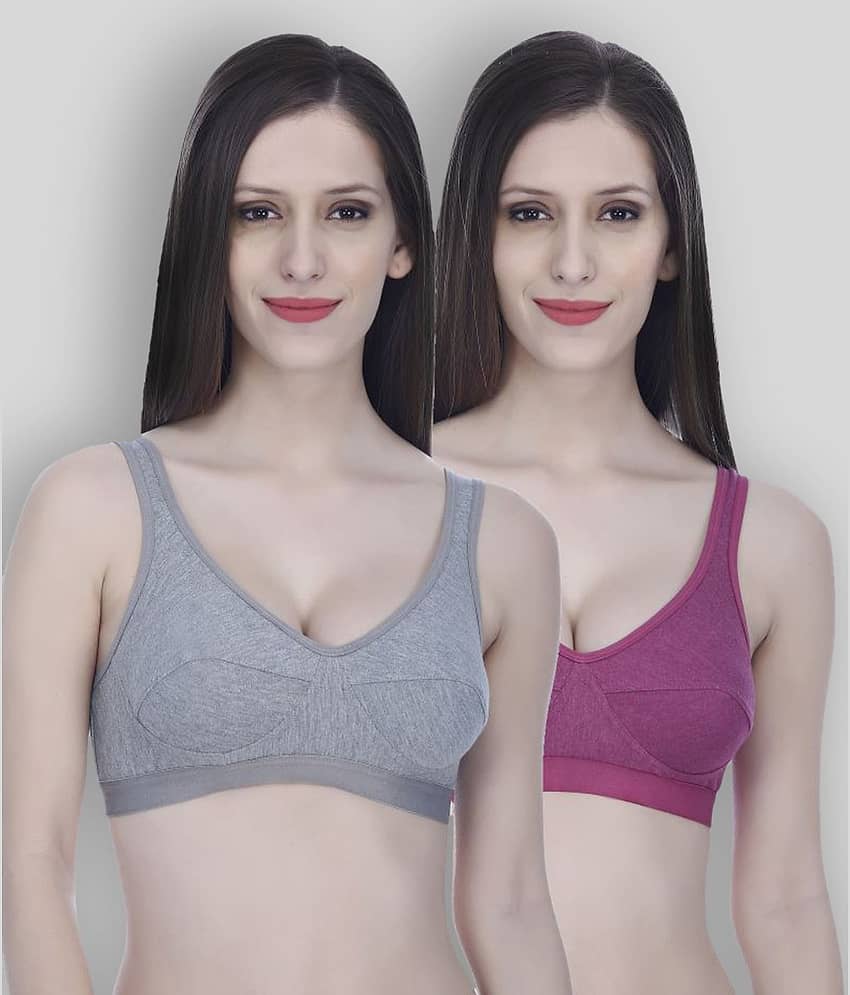 Elina Pack of 2 Cotton Women's Sports Bra ( Multi Color )