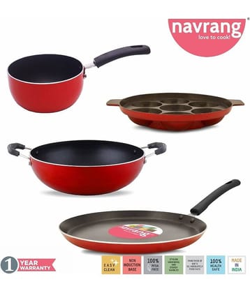 Navrang non stick dosa tawa 270+kadai 230+sauce pan+Appakara