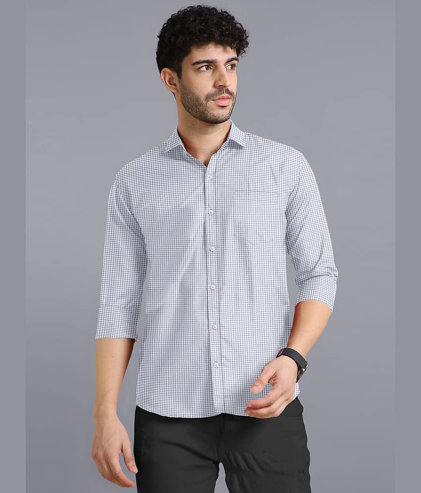 Ethnic Trendz Cotton Blend Regular Fit Checks Full Sleeves Men's Casual Shirt - Peach ( Pack of 1 )