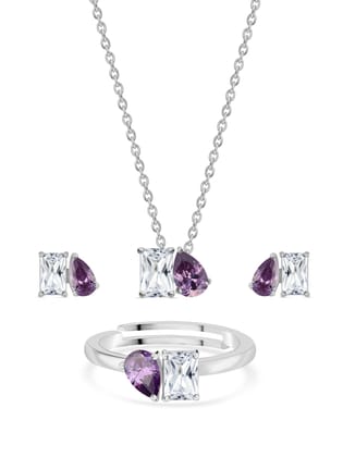 Togetherness Toi Et Moi Purple Amethyst Set-Adjustable