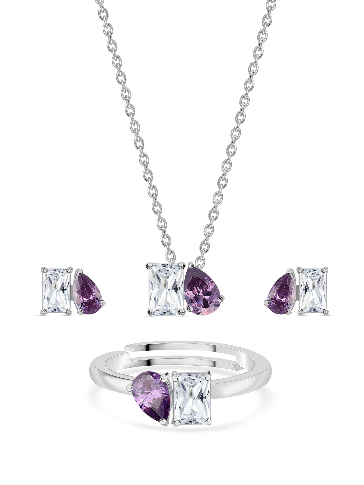Togetherness Toi Et Moi Purple Amethyst Set-Adjustable