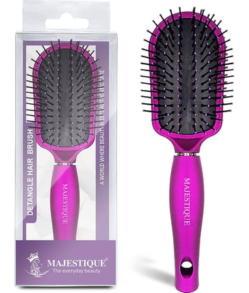 Majestique Purple Detangler Brush Ultra-Soft Tipped Nylon Glides Through Tangles For Women - 1 Pcs