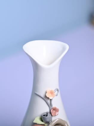 Floral Delight - White Asymmetrical Vase
