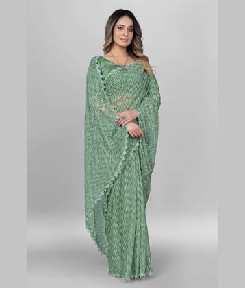 JULEE Lycra Self Design Saree With Unstitched Blouse Piece ( Green )