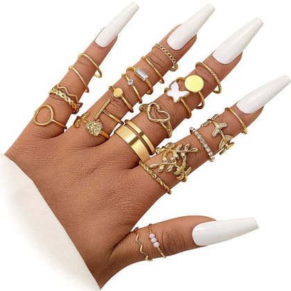 Set of 24 Sparkle Stone Gold Rings