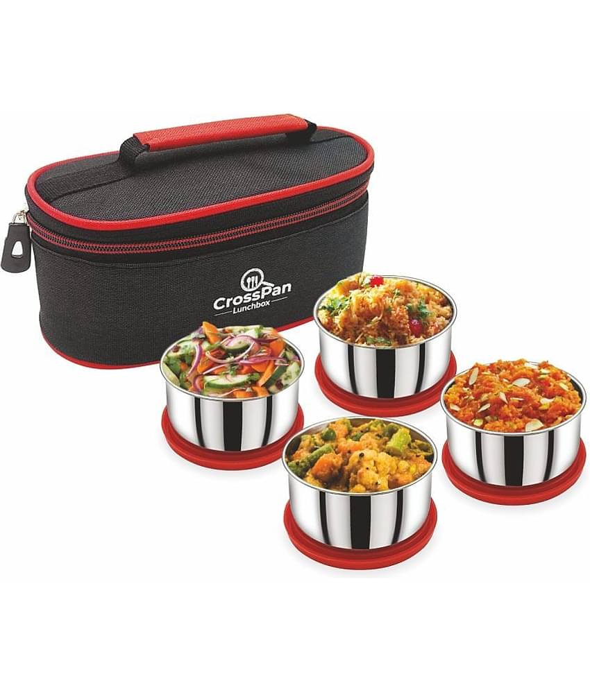 CrossPan SMART LUNCH BOX / TIFFIN BOX Stainless Steel Lunch Box 4 - Container ( Pack of 1 )