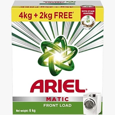 Ariel Matic Detergent Powder Front Load - For Washing Machines, 6 kg (Get 4 kg+2 kg Free)