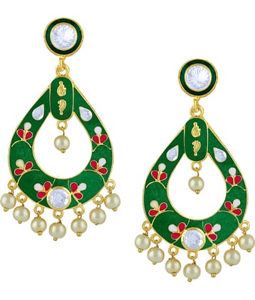 Spargz Meenakari Festive Gold Plated AD Stone & Pearl Dangle Earring For Women AIER_1707