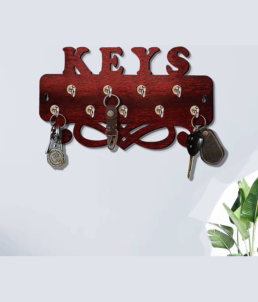 Phirki Studio Brown Wood Key Holder - Pack of 1