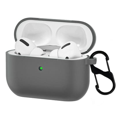 LIRAMARK Silicone Soft Case Cover with Buckle for Airpods Pro (2019), AirPods Pro 1st Generation (Grey) LIRAMARK Silicone Soft Case Cover with Buckle for Airpods Pro (2019), AirPods Pro 1st Generation (Grey)