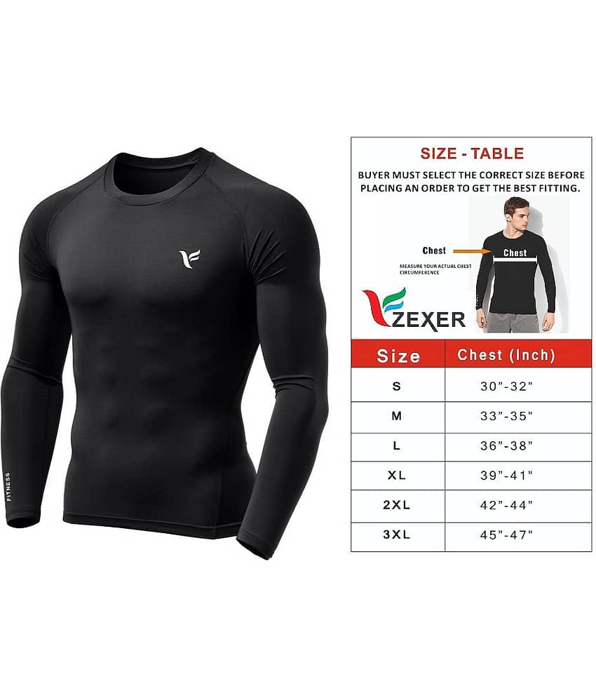 Zexer Unisex 100% Polyester Compression T-Shirt Top Base Layer Full Sleeve T-Shirts Sport Tight T-Shirts Cool Dry