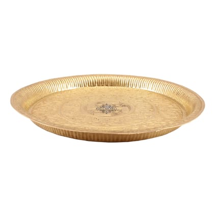 Indian Art Villa Brass Swastik Design Pooja Thali Plate|Poojan Temple Home-Medium