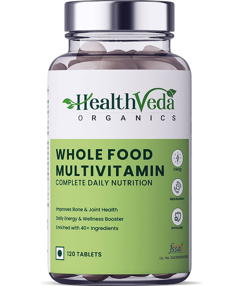 Health Veda Organics Whole Food Multivitamin for Energy, Brain, Heart Health, & Eye Health, 120 Veg Tablets