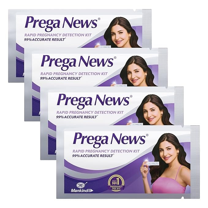 Prega News Test Kit | One Step Urine Hcg Pregnancy Test Kit Device | 99% Accurate Results In 5 Mins | Pack Of 4 Kits| Indias No 1 Pregnancy Kit.