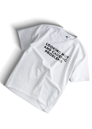 Looking Hot and Causing Problems – Oversized Unisex White T-Shirt-White / S