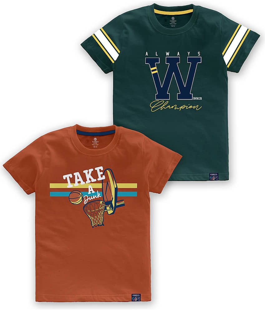 CODEZ Pack of 1 Boys Cotton Blend T-Shirt ( Multi Color )