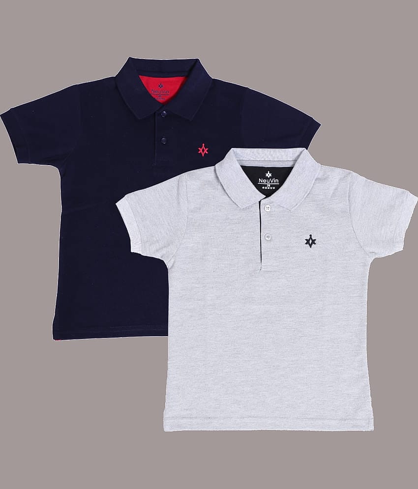 NEUVIN Pack of 2 Baby Boys Cotton Blend Polo T-Shirt ( Multi )