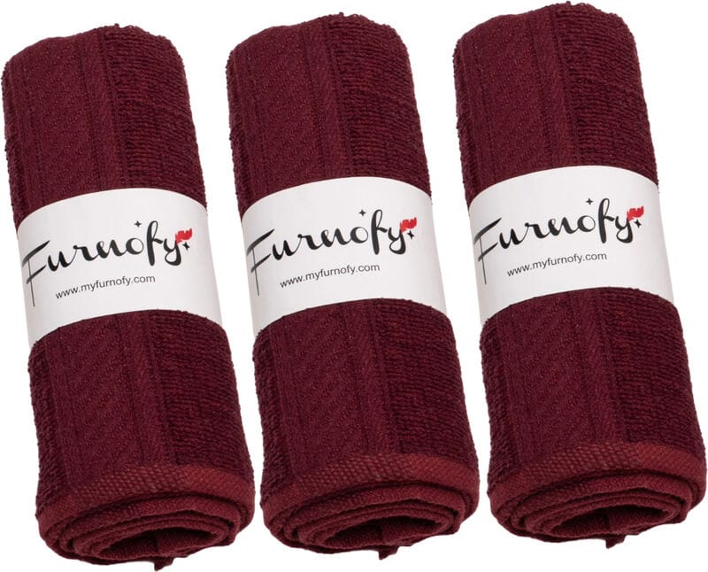 Furnofy Cotton 450 GSM Hand Towel Set Merun (Pack Of 3)