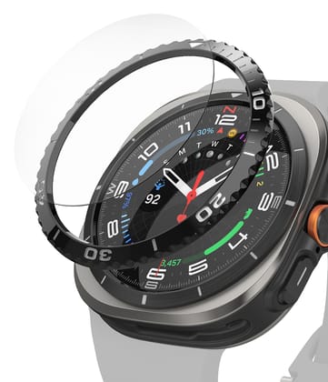 Samsung Galaxy Watch Ultra 47mm Bezel Styling With Screen Protector Tempered Glass - Black (47-02)