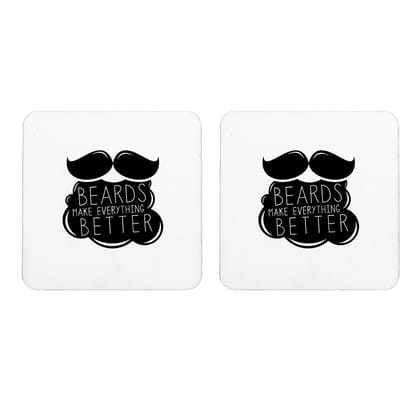 Multicolor Beards Make Everything Better Set Of 2 Square Wooden Coaster