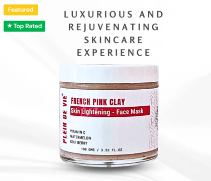 Plein De Vie Skin Lightening Face Mask | French Pink Clay | Vitamin C | Watermelon Extract | Goji Berry | Gender Neutral | For Men and Women | Suitable for All Skin Types |100gms