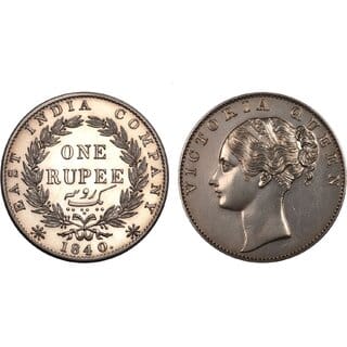 Continuous 1 Rupee 1840 Victoria Queen, British India Silver-plated old Heritage Continuous 1 Rupee 1840 Victoria Queen, British India Silver-plated old Heritage