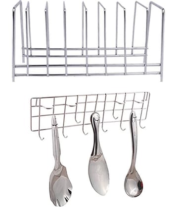 JISUN - Silver Stainless Steel Dish Racks ( Pack of 2 )