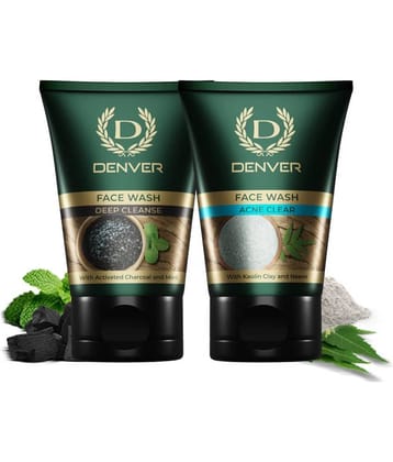 Denver Acne Clear & Deep Cleanse Face Wash for Men - 100GM Each( Combo Pack of 2)