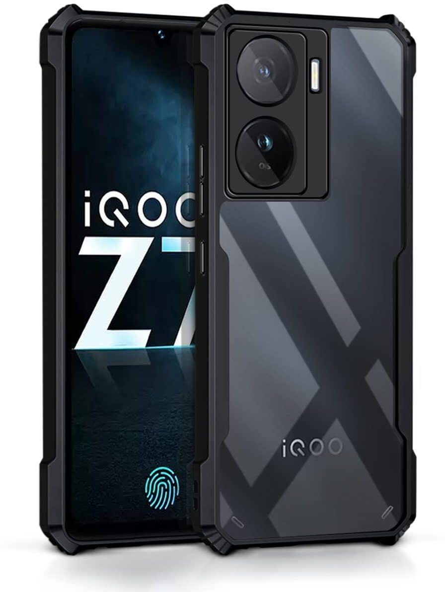 PLUGTECH Slim Shockproof Case | Matte Black Soft | Drop Protection | Precise Cutouts | Premium Mobile Cover for IQOO Z7 5G, iQOO Z7s 5G